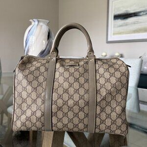Gucci GG Supreme COATED CANVAS Vintage Joy Boston Bag Grey